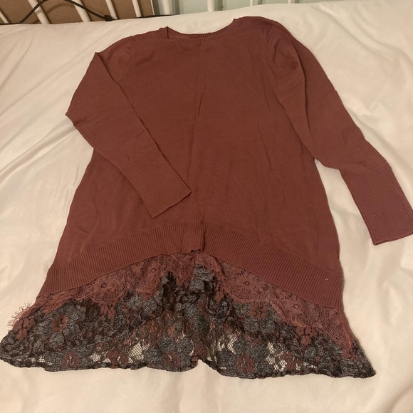 Logo By Lori Goldstein Women's Small S Lace Trim Cashmere Blend Knit Sweater EUC - Picture 6 of 10